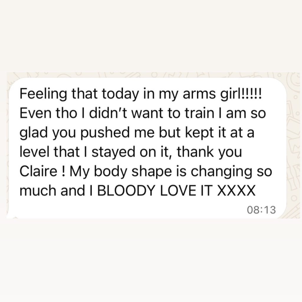 Happy 1:1 client - I take my equipment to her as she doesn’t drive at the moment